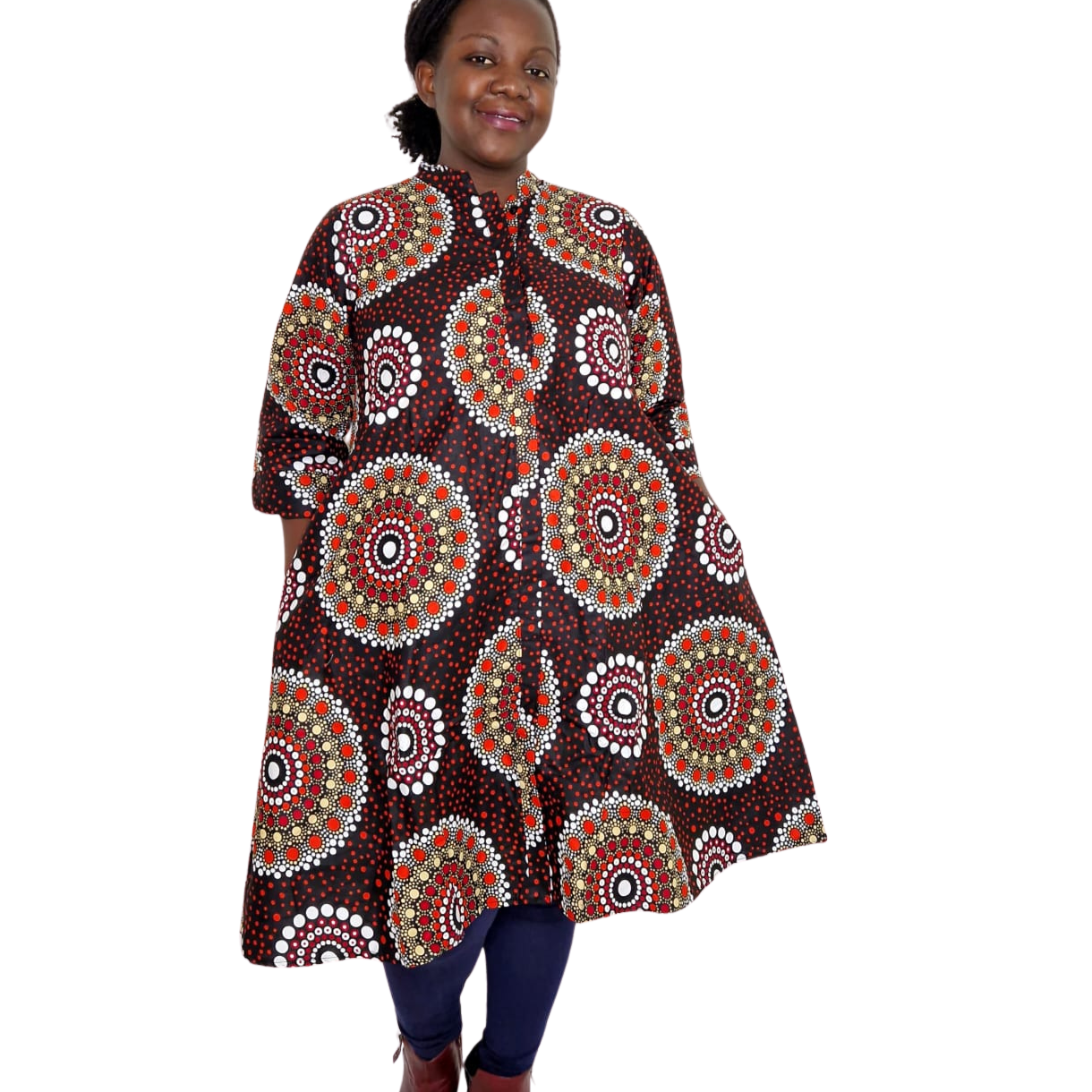 Hamu African Print Cotton A-Line Dress with Pockets – EcoTante