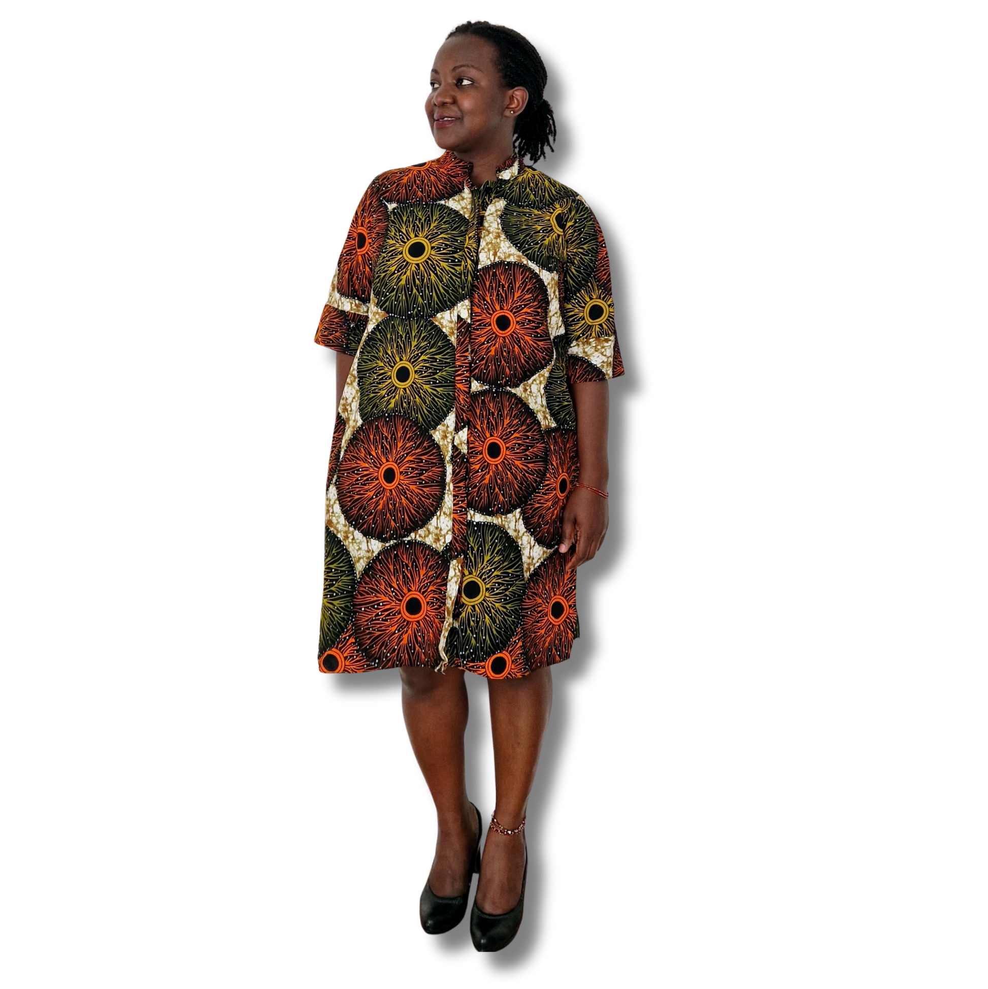 Aquaplant African Kitenge Cotton A-Line Dress with Pockets EcoTante Aquaplant African Kitenge Cotton A-Line Dress with Pockets EcoTante