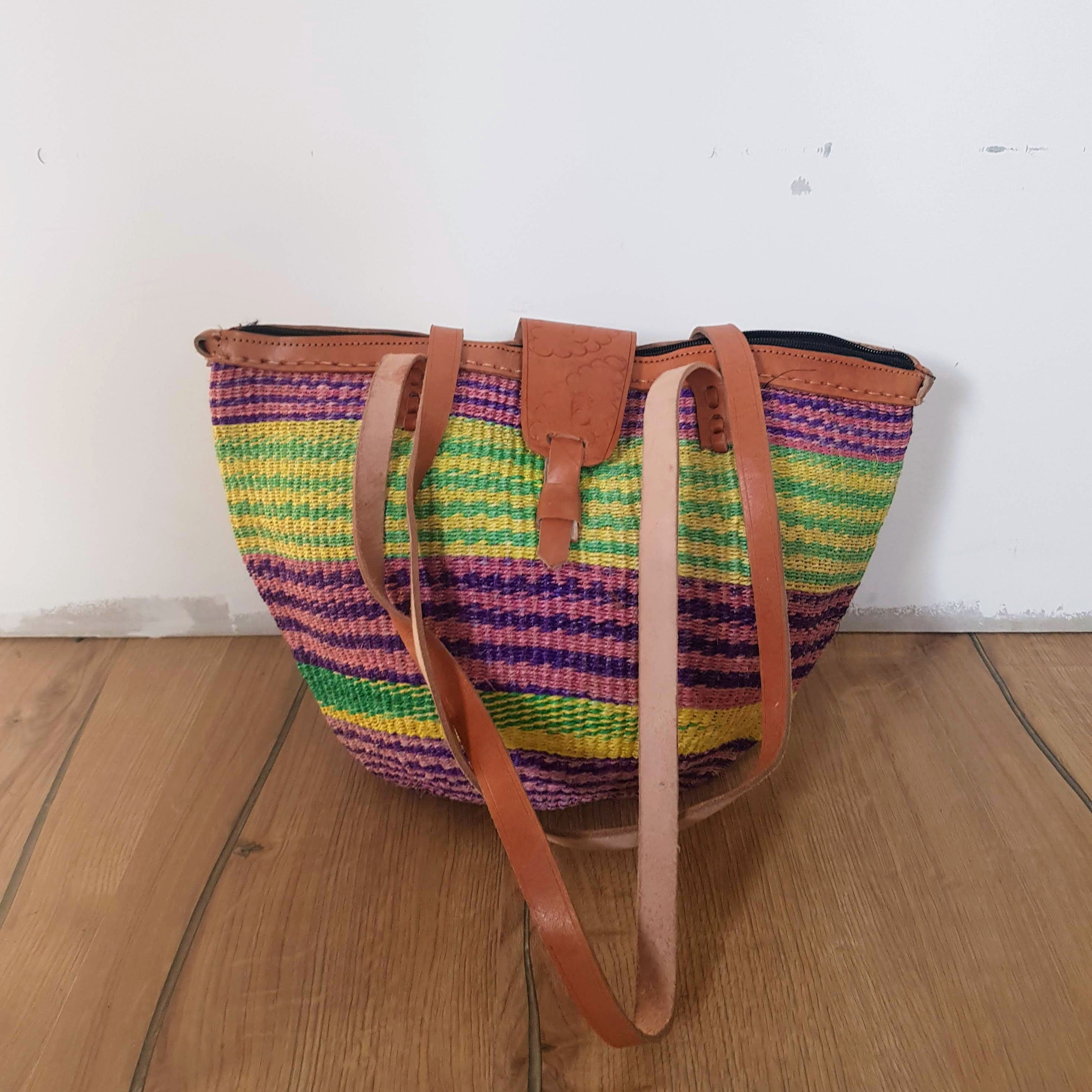 Khaki and pink Kiondo bag,Etra Large Kiondo shopping bag, outlets sisal bag, storage bag, Home organizing bag,Sisal kiondo basket, kiondo bag.